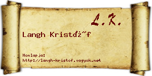 Langh Kristóf névjegykártya